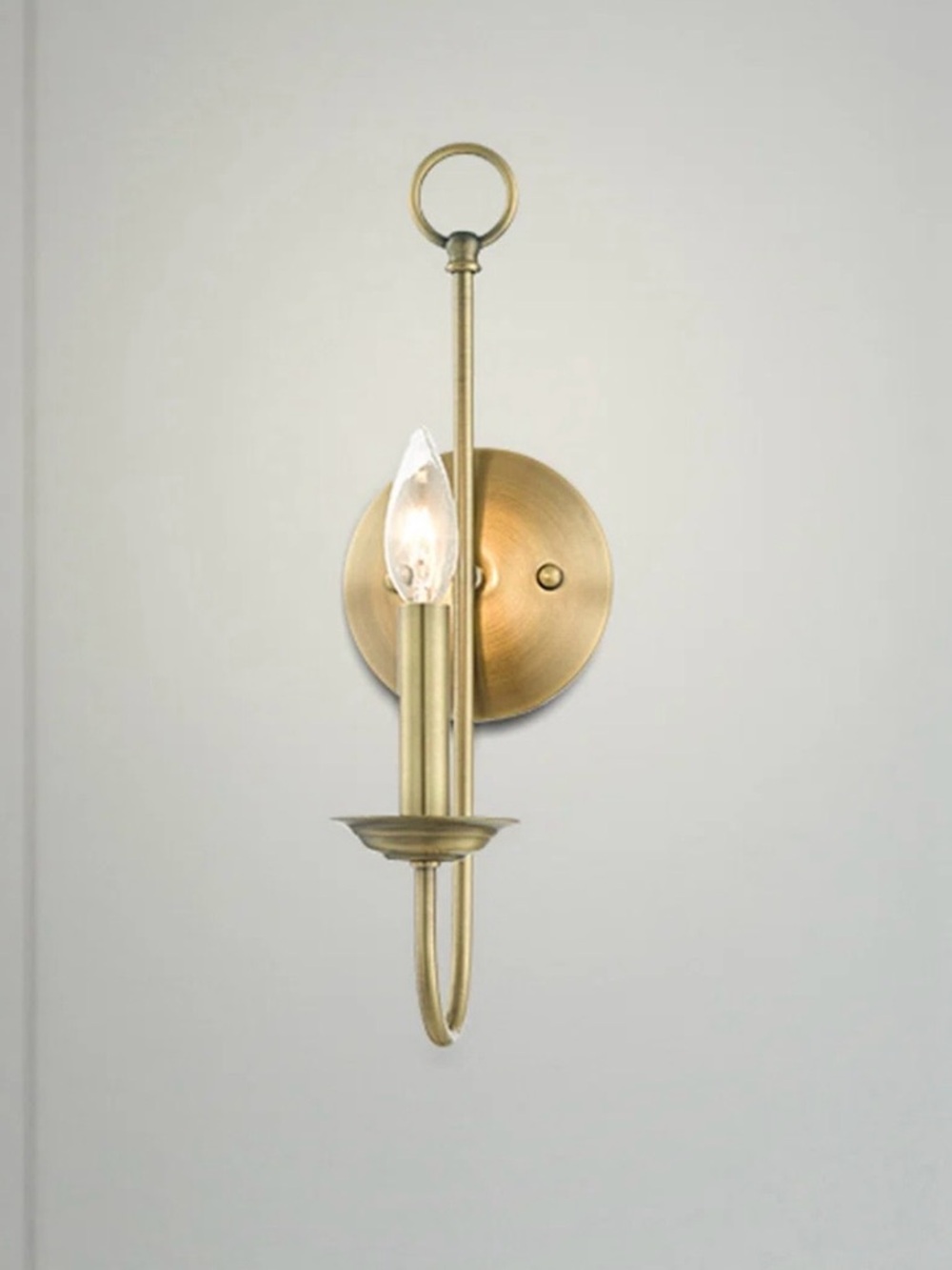 Candle Wall Light in Antique Brass